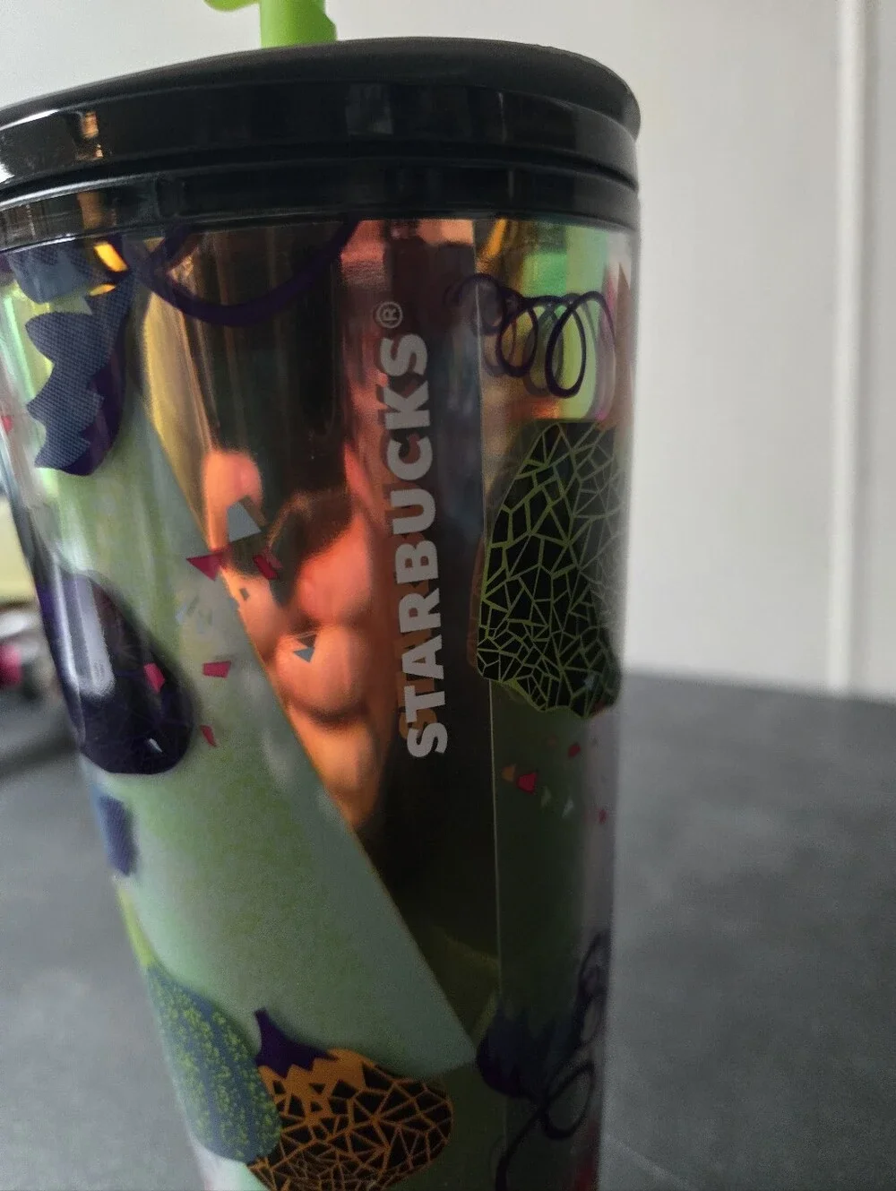 Glow-in-the-Dark Halloween Pumpkin Alien Starbucks Tumbler with Green UFO Lid